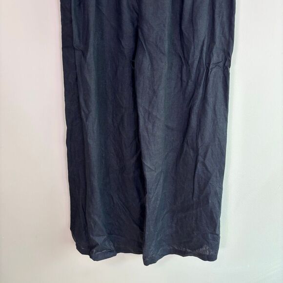 Anthropologie Black 100% Linen Wide Leg Pull On Pants Size Medium - Picture 8 of 11